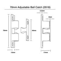 Adjustable 70mm Double Ball Catch - Matt Black Finish