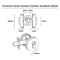 Brushed Gold Double Cylinder Deadbolt (3555) - Cooloola Series