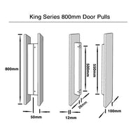 800mm x 100mm Matt Black Door Plate (Pair) - King Series