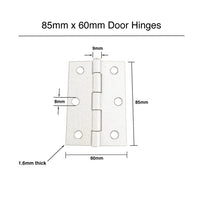 Matt Black Door Hinges (Pair) - 85 x 60 x 1.6mm