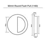 90mm Round Sliding Flush Pull  (Semi Closed) - Brushed Gold