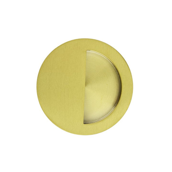 90mm Round Sliding Flush Pull  (Semi Closed) - Brushed Gold