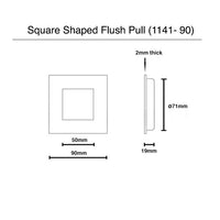 90mm Square Flush Pull - Brushed Gold