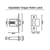 Adjustable Tongue Roller Latch - Brushed Gold