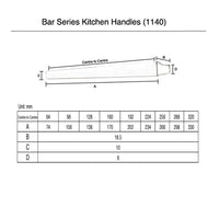 Matt Black kitchen Handle (96mm) - Bar Series