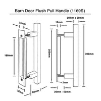 Barn Door Flush Pull Handle - Matt Black Finish