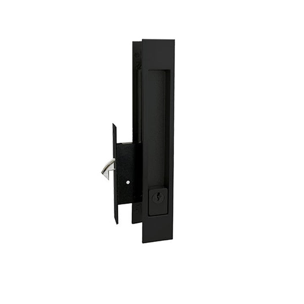 Matt Black Sliding Door Lockset with Elongated Handles