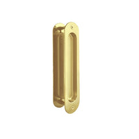 Brushed Gold Oval Sliding Flush Pulls (Pair) - 150mm x 38mm