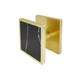 Brass Finish Square Plate Door Pulls with Black Stone - York Series