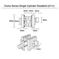 Brushed Gold Single Cylinder Deadbolt - Reef Series