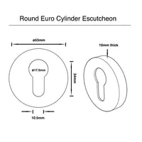 Round Euro Cylinder Escutcheon Plate -  Brushed Gold Finish