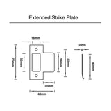 Extended Tubular Latch Strike Plate - Brushed Gold