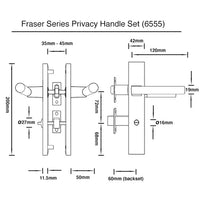 Brushed Gold Finish Door Privacy Lever Set - Fraser Series