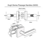 Hugh Series Passage Lever Set - Brushed Gold