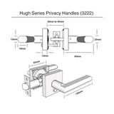 Hugh Series Privacy Lever Set - Matt Black Finish