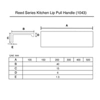 Matt Black Lip Pull kitchen Handle (500mm) - Reed Series