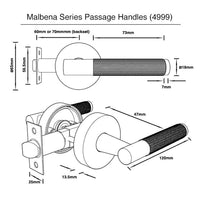 Malbena Series Passage Lever Set - Brushed Gold