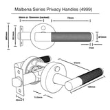 Privacy Lever Set Brushed Gold Finish - Malbena Series