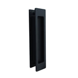 Rectangle Matt Black Sliding Flush Pulls (Pair) - 180mm x 38mm