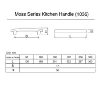 Matt Black kitchen Handle (128mm) - Moss Series