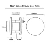 Brass Finish Round Plate Door Pulls (Pair) 220mm - Nash Series