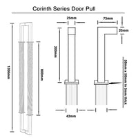 1200mm Antique Brass Finish Door Pull - Corinth Series