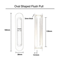 Brushed Gold Oval Sliding Flush Pulls (Pair) - 180mm x 38mm