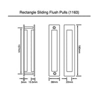 1 Pair Rectangle Sliding Flush Pulls - 180mm x 38mm