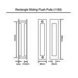 Rectangle Matt Black Sliding Flush Pulls (Pair) - 180mm x 38mm