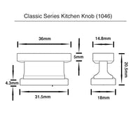 Classic Series kitchen Knob - Matt Black Finish