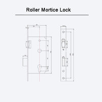 Adjustable Roller Mortice Lock with round Escutcheons - Matt Black Finish