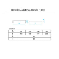 Matt Black kitchen Handles (96mm) - Cam Series