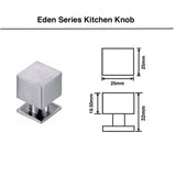 Matt Black Square Kitchen Knob - Eden Series