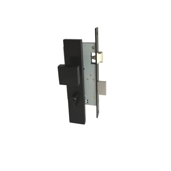 Matt Black Square Knob Entrance Mortice Lock - Single Door Pull Lock