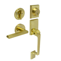 Brushed Gold Finish Architectural Lever Pull with Deadbolt - St Tropez Series