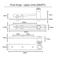 304 Grade Stainless Steel Pivot Hinge - Matt Black Finish