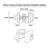 Matt Black Single Cylinder Deadbolt Set (2444MB) - Wilson Series