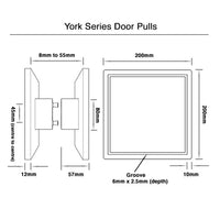 Brushed Gold Finish Square Plate Door Pulls (Pair) - York Series