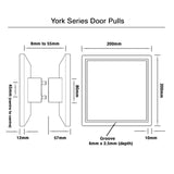 Brushed Gold Finish Square Plate Door Pulls (Pair) - York Series