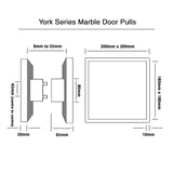 Brass Finish Square Plate Door Pulls with Black Stone - York Series