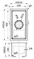 Coral Above or Undermount Single Bowl Kitchen Sink 200mm x 400mm - Stainless Steel