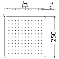 Square 304 Stainless Steel Shower Head 250mm - Chrome