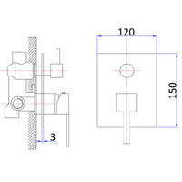 Sahara Shower & Bath Mixer Diverter - Chrome