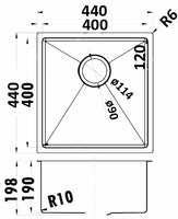 Bella Above/Undermount Kitchen Sink 400mm x 400mm - Brushed Gold