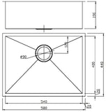 Rosa Above or Undermount Single Bowl 540mm x 400mm - Stainless Steel