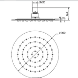 Coral Round Shower Head 300mm - Matt Black